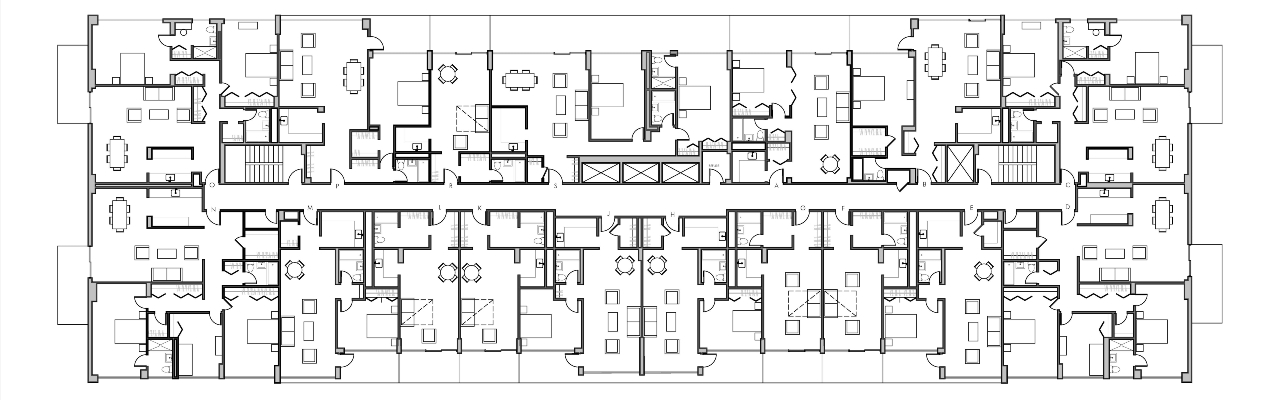 Typical floor plan layout at University Towers